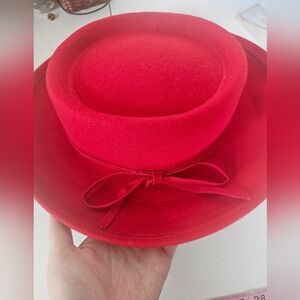 Vintage Michael Howard Red Women's Wool Hat With Bow